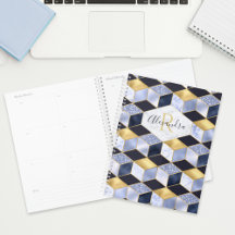 Modern Blue Gold Marble Glitter Geometric Monogram