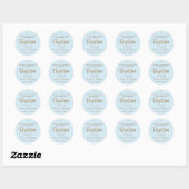 Modern Blue Gold Name Baby Baptisme Ronde Sticker (Vel)