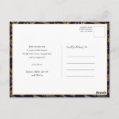 Modern Blue Gold Pine Bough Elegant Script BLESSED Briefkaart (Achterkant)