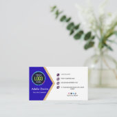 Modern Blue Gold Professional Business Card Visitekaartje (Staand voorkant)