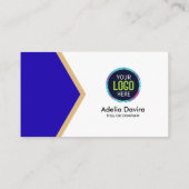 Modern Blue Gold Professional Business Card Visitekaartje (Achterkant)