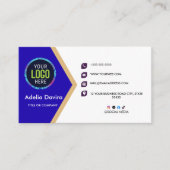 Modern Blue Gold Professional Business Card Visitekaartje (Voorkant)