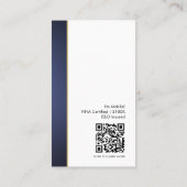 Modern Blue Gold QR Code Foto Notaris Openbare Log Visitekaartje (Achterkant)