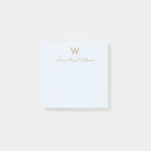 Modern Blue Gold Script Monogram Post-it® Notes (Voorkant)
