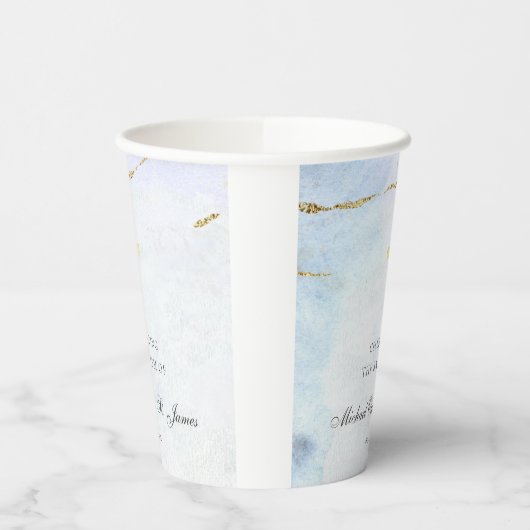 Modern Blue Gold Signature Baptism Christening Papieren Bekers (Links)