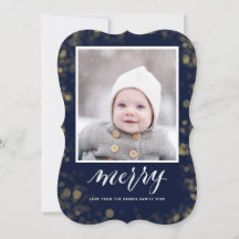 Modern Blue Gold Snowflakes Bokeh minimalistische 