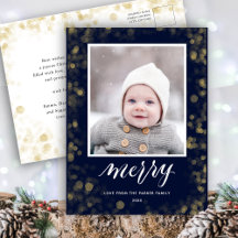 Modern Blue Gold Snowflakes Bokeh minimalistische 