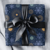 Modern Blue Gold Snowflakes Feestdagen voor Kerstm Cadeaupapier