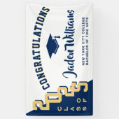 Modern Blue Golden Afstuderen Klasse van 2025 Part Spandoek (Verticaal)