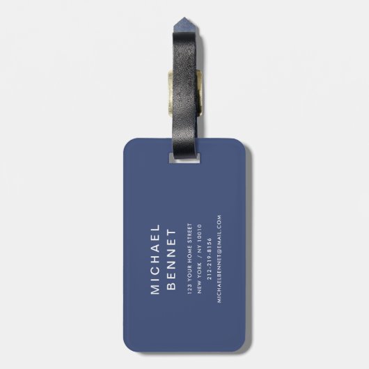 Modern Blue Golf Sport Monogram Bagagelabel (Achterkant verticaal)