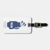 Modern Blue Golf Sport Monogram Bagagelabel (Voorkant horizontaal)