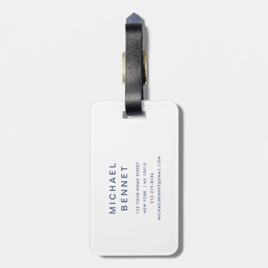 Modern Blue Golf Sport Monogram Bagagelabel (Achterkant verticaal)