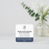 Modern Blue Google Review QR Code Bedankt Notaris Vierkante Visitekaartje (Staand voorkant)