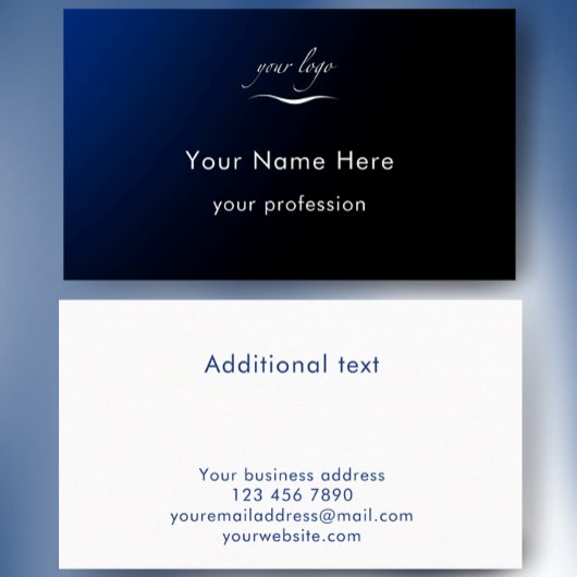 Modern Blue Gradient Add Logo Custom Professional Visitekaartje