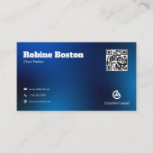 Modern Blue Gradient Business Card with QR Code Visitekaartje (Voorkant)