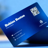 Modern Blue Gradient Business Card with QR Code Visitekaartje