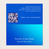 Modern Blue Gradient Custom Text QR Code Pastor Visitekaartje (Buitenkant ongevouwen)