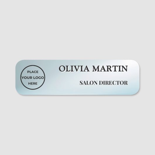 Modern Blue Gradient Magnetic Name Badge Custom (Voorkant)