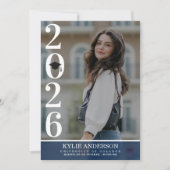 Modern Blue Graduation Cap Senior Photo Kaart (Voorkant)