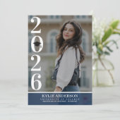 Modern Blue Graduation Cap Senior Photo Kaart (Staand voorkant)