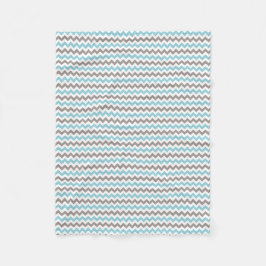 Modern Blue Gray Chevron Fleece Blanket
