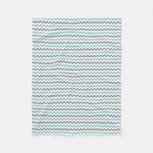 Modern Blue Gray Chevron Fleece Blanket Deken