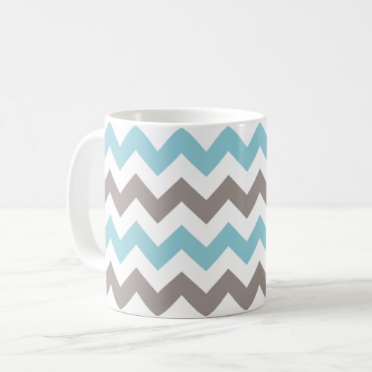 Modern Blue Gray Chevron Pattern Koffiemok (Voorkant links)