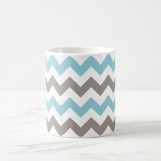 Modern Blue Gray Chevron Pattern Koffiemok (Center)