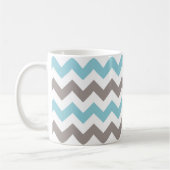 Modern Blue Gray Chevron Pattern Koffiemok (Links)