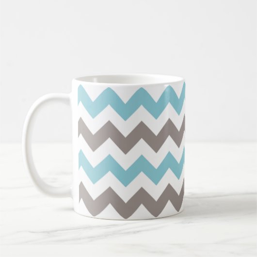 Modern Blue Gray Chevron Pattern Koffiemok (Links)