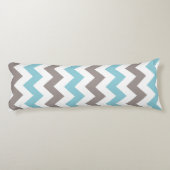 Modern Blue Gray Chevron Pattern Lichaamskussen (Achterkant)
