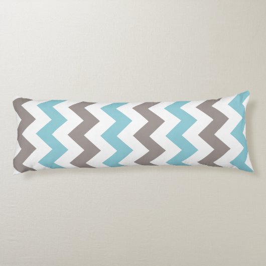 Modern Blue Gray Chevron Pattern Lichaamskussen (Achterkant)