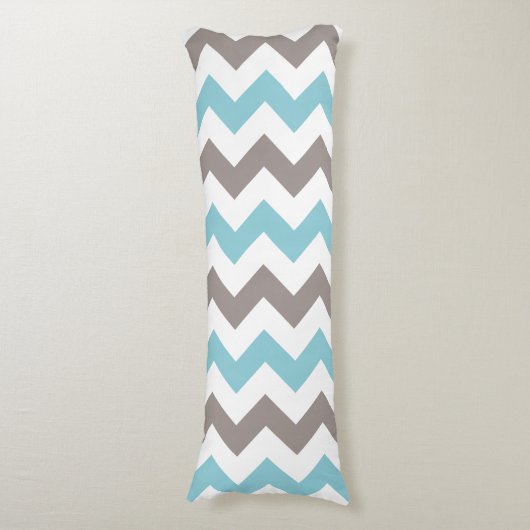 Modern Blue Gray Chevron Pattern Lichaamskussen (Voorkant Verticaal)