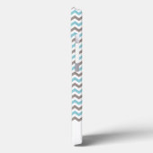 Modern Blue Gray Chevron Pattern met naam Case-Mate iPhone Case (Achterkant / Links)
