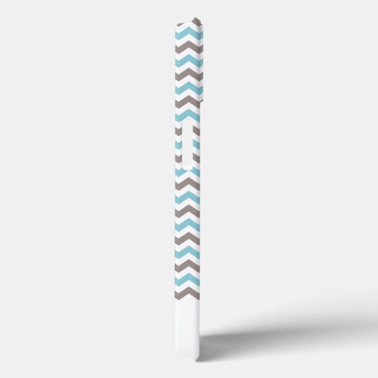 Modern Blue Gray Chevron Pattern met naam Case-Mate iPhone Case (Achterkant / Rechts)
