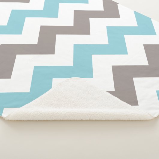 Modern Blue Gray Chevron Pattern Sherpa Deken (3/4)