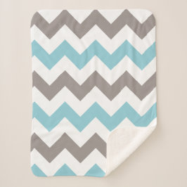 Modern Blue Gray Chevron Pattern Sherpa Deken
