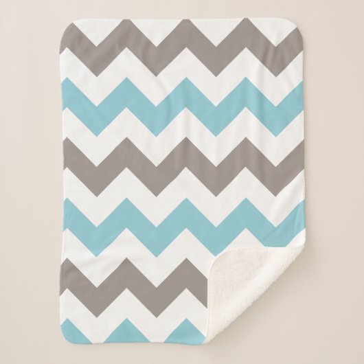 Modern Blue Gray Chevron Pattern Sherpa Deken (Voorkant)