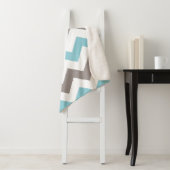 Modern Blue Gray Chevron Pattern Sherpa Deken (In situ)