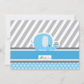 Modern Blue Gray Elephant First Birthday Foto Kaart (Achterkant)