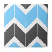Modern Blue Gray Herringbone Chevron Pattern Tegeltje (Voorkant)