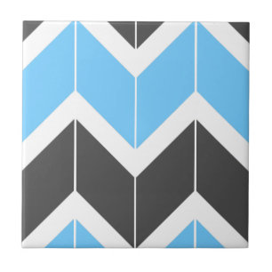 Modern Blue Gray Herringbone Chevron Pattern Tegeltje