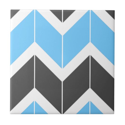 Modern Blue Gray Herringbone Chevron Pattern Tegeltje (Voorkant)