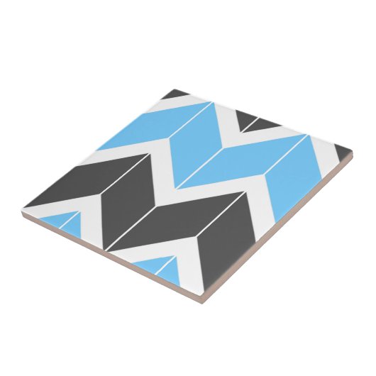 Modern Blue Gray Herringbone Chevron Pattern Tegeltje (Zijkant)