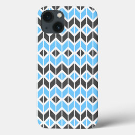 Modern Blue Gray Herringbone Geometric Case-Mate iPhone Case