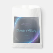 Modern Blue Gray Purple Electric Neon Glow Wedding Bedankzakje (Voorkant)