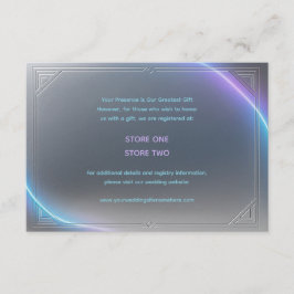Modern Blue Gray Purple Electric Neon Glow Wedding Informatiekaartje