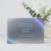 Modern Blue Gray Purple Electric Neon Glow Wedding Informatiekaartje (Staand voorkant)