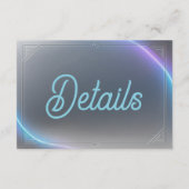 Modern Blue Gray Purple Electric Neon Glow Wedding Informatiekaartje (Achterkant)