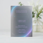 Modern Blue Gray Purple Electric Neon Glow Wedding RSVP Kaartje (Staand voorkant)